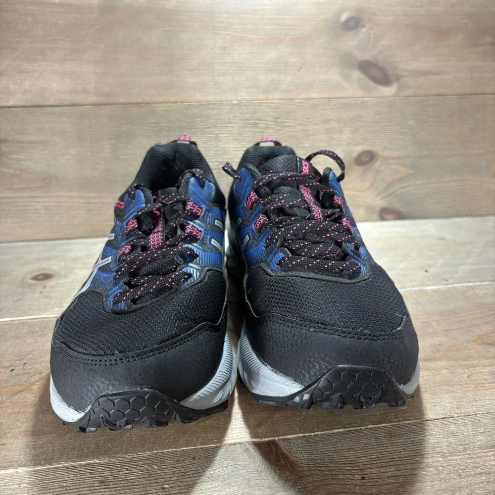 Asics Gel Venture 9 Womens size 7.5 Wide shoes Black Blue Trail sneakers